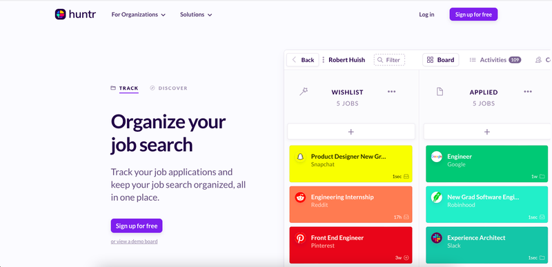 Huntr - Track your jobs on a kanban